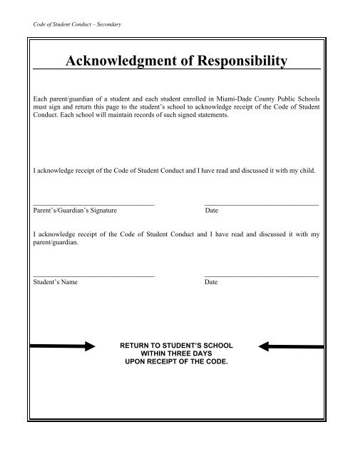 Code of Student Conduct - Coral Reef Senior High School - Miami ...