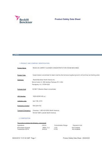 Product Safety Data Sheet - D02 - Reckitt Benckiser