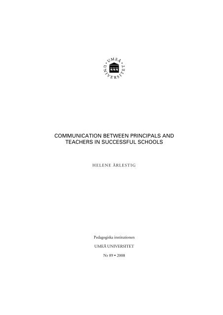 Communication between Principals and Teachers in ... - DiVA Portal