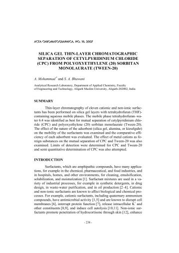 Silica thin layer chromatographic separation of cetylpyridinium ...