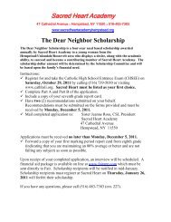 The Dear Neighbor Scholarship - Sacred Heart Academy