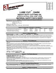 MSDS Sheet for LUBE-CUTâ¢ Thread Cutting Oils Dark - Categories