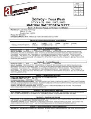 MSDS Sheet for CONVOYâ¢ Truck Wash - Anti-Seize Technology