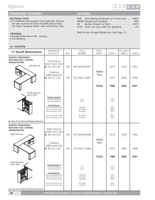 download the Spaces price list - DARRAN Furniture Industries