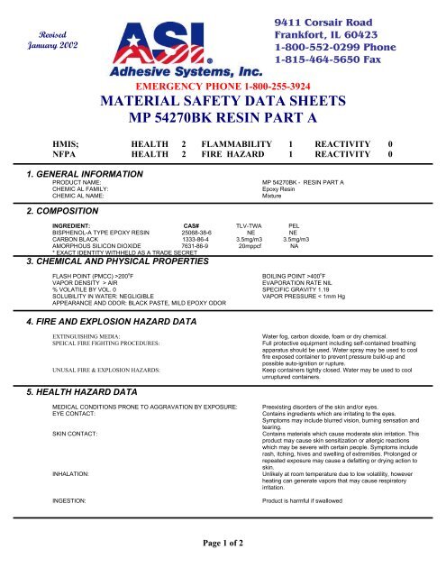 MSDS MP54270BK - Regal Plastics