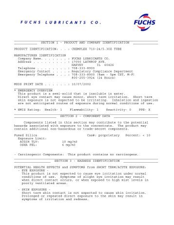 PRODUCT IDENTIFICATION: . . : CHEMPLEX 710-24/5.3OZ ...