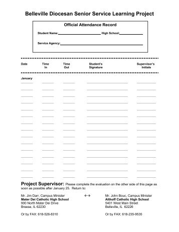 Attendance & Evaluation Form - Althoff Catholic High School