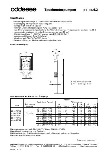 po-so Tauchmotorpumpen - oddesse Pumpen- und Motorenfabrik ...