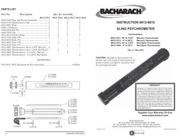 INSTRUCTION 0012-9015 SLING PSYCHROMETER