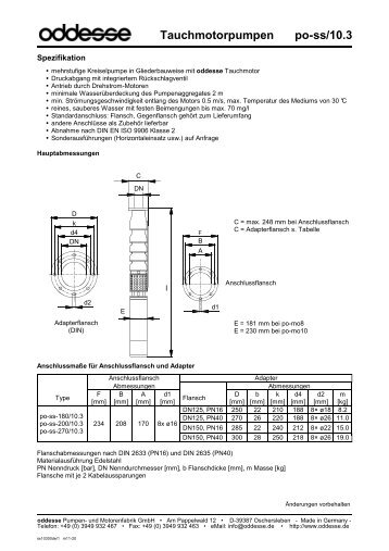 po-ss Tauchmotorpumpen - oddesse Pumpen- und Motorenfabrik ...