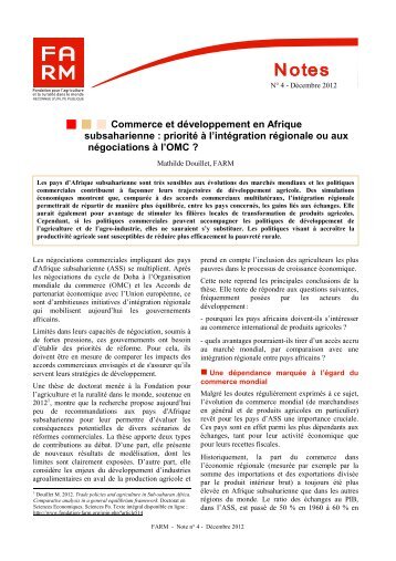 Commerce et développement en Afrique ... - Fondation FARM