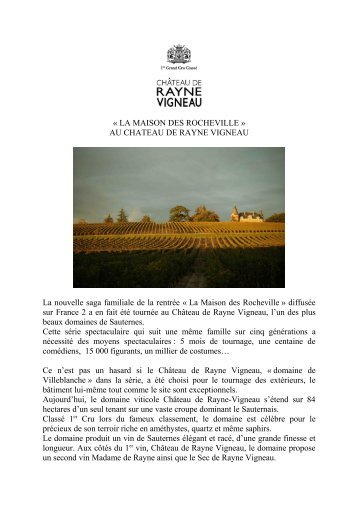 Â« LA MAISON DES ROCHEVILLE Â» AU CHATEAU DE ... - Vinomedia
