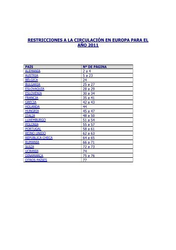 restricciones a la circulaci n en europa 2011 - DELOTSER