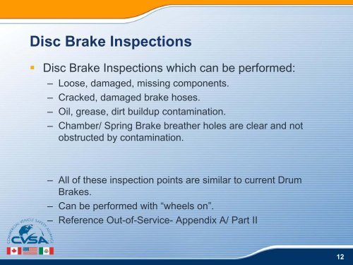 Disc Brake Inspections - Commercial Vehicle Safety Alliance