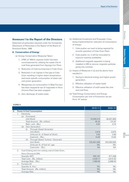 VISA Steel Limited Annual Report 2010-11