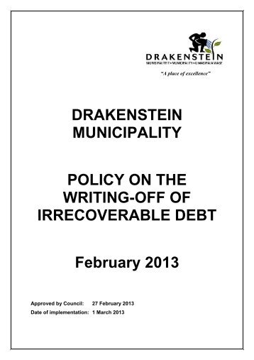 Writing-off irrecoverable debt policy - Drakenstein municipality