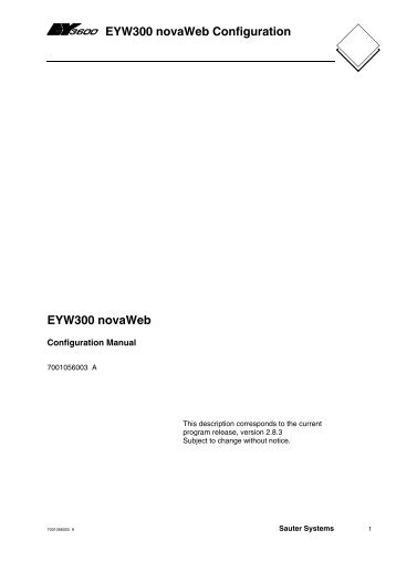 EYW300 novaWeb: Configuration (7001056003)