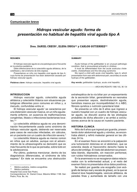 Hidrops vesicular agudo: forma de presentaciÃ³n no habitual de ...