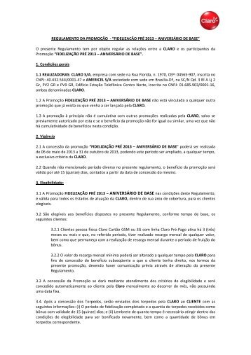 Consulte o regulamento - Claro