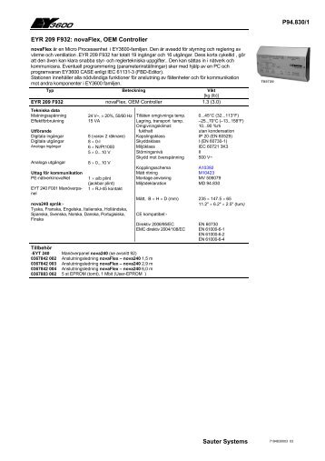 P94.830/1 Sauter Systems EYR 209 F932: novaFlex, OEM Controller