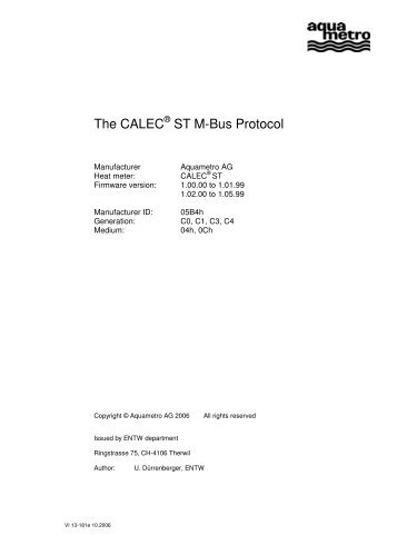 The CALEC ST M-Bus Protocol