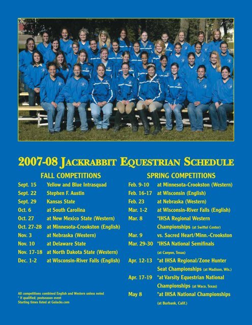 2007-08 jackrabbit equestrian schedule - South Dakota State ...