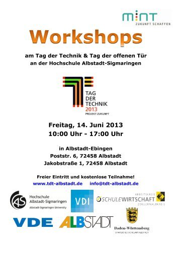 Workshops - Tag der Technik 2013