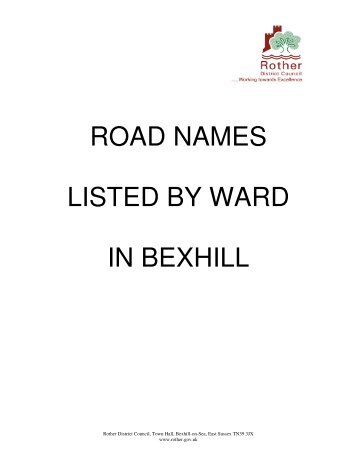 Roads By Ward Bexhill - Rother District Council