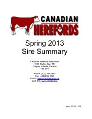 Spring 2013 Sire Summary - Canadian Hereford Association