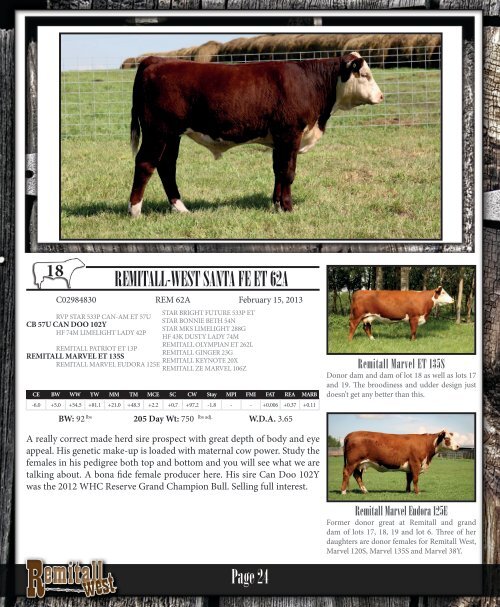 the Remitall West Production Sale Catalogue - Canadian Hereford ...