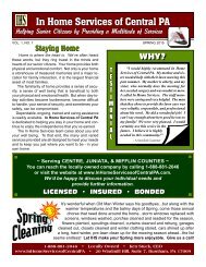 In Home Services of Central PA: Newsletter Spring 2015