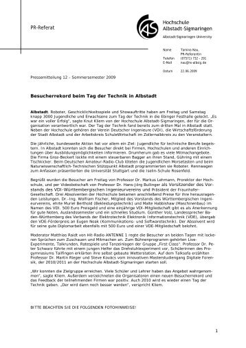 PR-Referat - Tag der Technik 2009