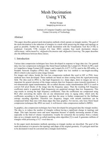 Mesh Decimation Using VTK - Institute of Computer Graphics