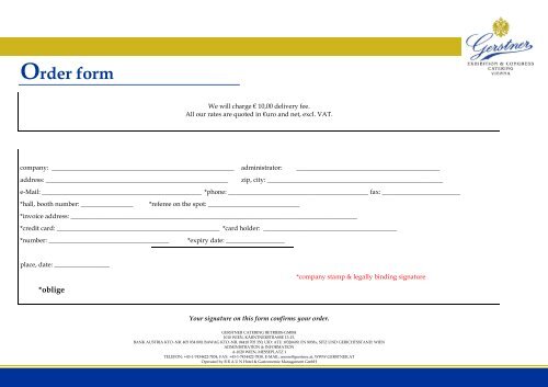 Order form - Gerstner