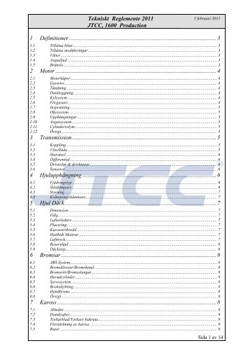 JTCC Tekniskt reglemente - STCC