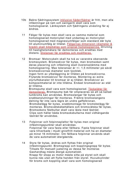 Tekniskt reglemente Pro Superbike 2011 - STCC