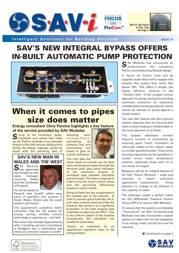 When it comes to pipes size does matter SAV'S NEW ... - SAV Systems
