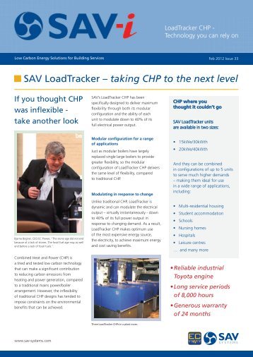 SAV LoadTracker â taking CHP to the next level - SAV Systems