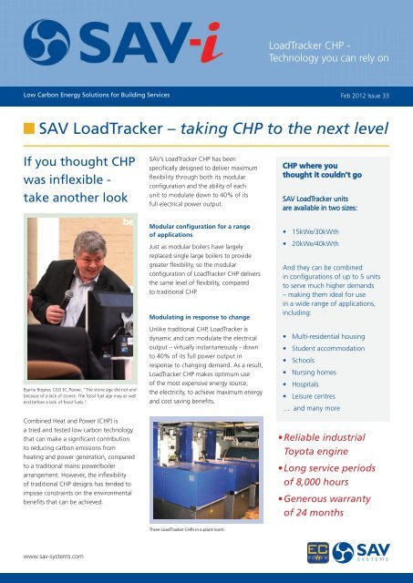 SAV LoadTracker Taking CHP To The Next Level SAV Systems