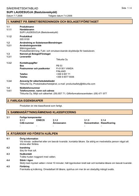 Safety Data Sheets - Byggmax