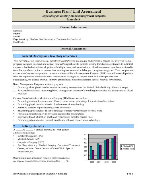 Business Plan Expansion - Example A - SABM - Patient Blood ...