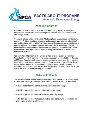 FACTS ABOUT PROPANE - National Propane Gas Association