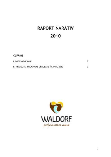 Raport narativ 2010 - Liceul Waldorf