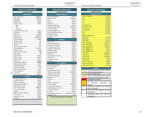 Cessna 172S NAVII Skyhawk Checklist