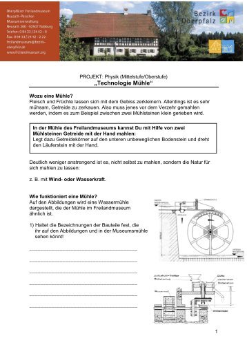 Station MÃ¼hle: Arbeitsblatt fÃ¼r das Fach Physik, Mittel- und Oberstufe