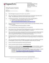 Hiring Procedures Checklist - Information Technology - Virginia Tech