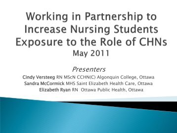 Presenters - Community Health Nurses Canada