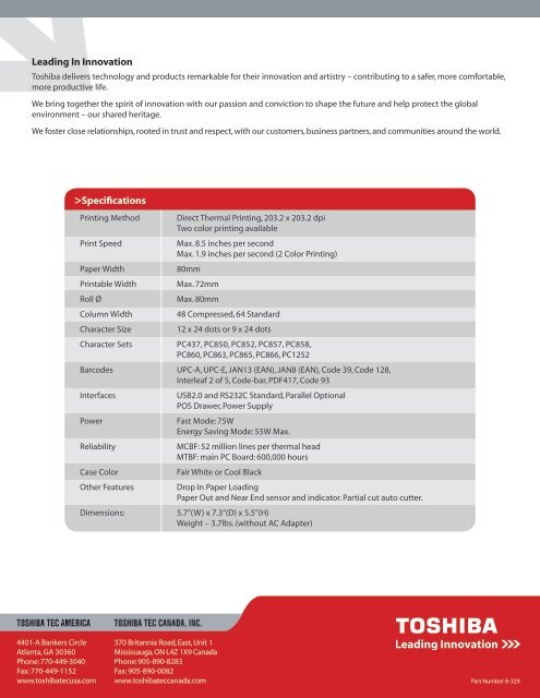 TRST-A10 Brochure - Toshiba