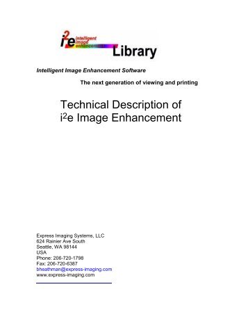 Technical Description of the i2e Library - Express Imaging Systems