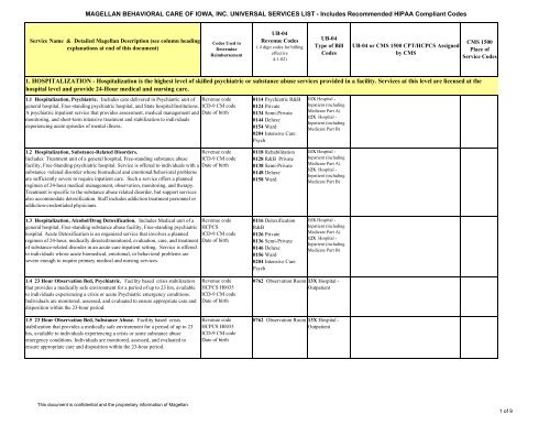 Iowa Universal Services List - Magellan Provider's Home Page